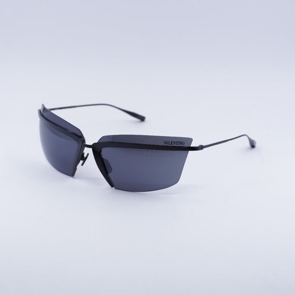 Valentino V-LURE VLS-130A Sunglasses Shiny Black Square Frame, Grey AR Lenses main image 7